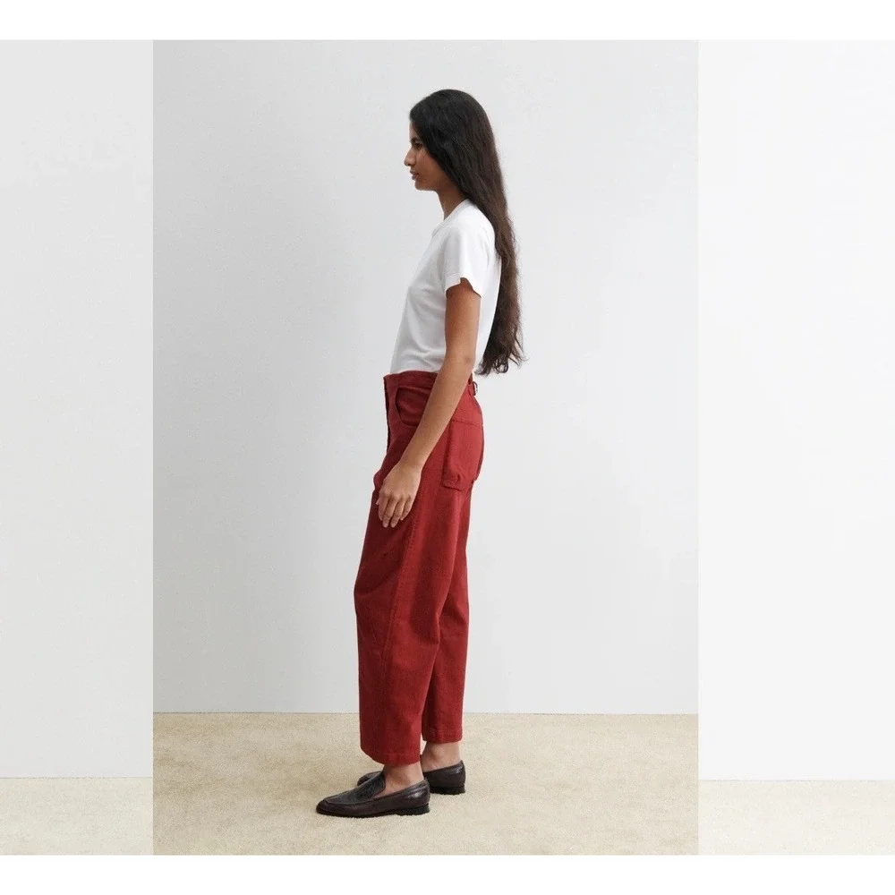 Rachel Comey Elkin Pants High Rise Wide Leg Cinch Back Pomona Overdye Paprika‎ 2